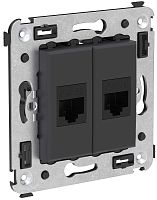 Розетка компьютерная без рамки DKC Avanti 2-м. RJ45+RJ45 5е черный матовый картинка